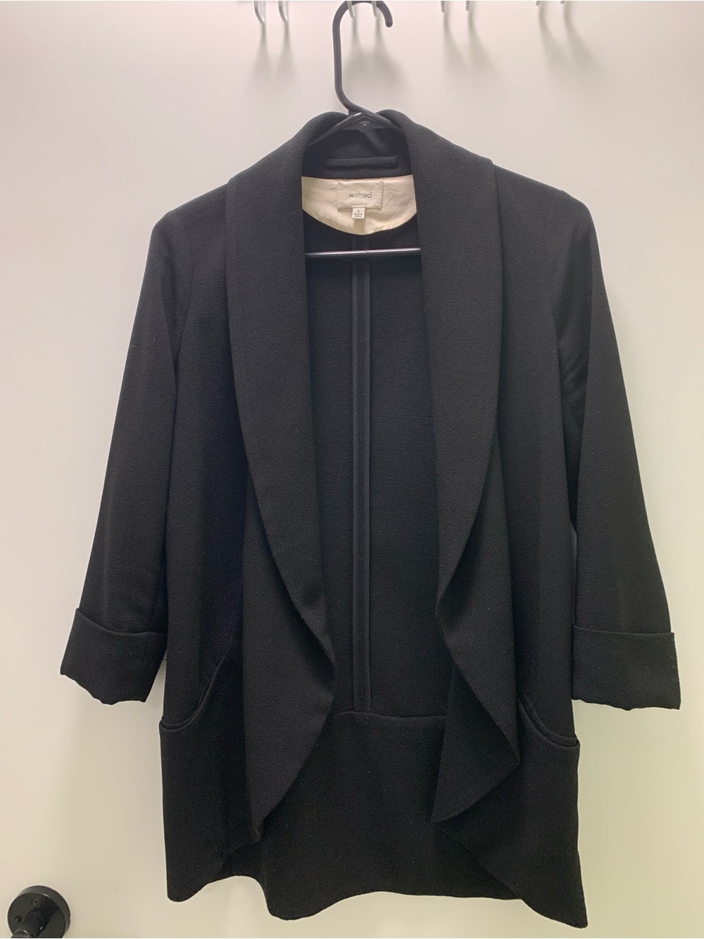 Wilfred Black Draped Open-Front Blazer